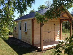high gable shed with front porch