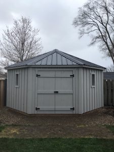 Painted corner shed
